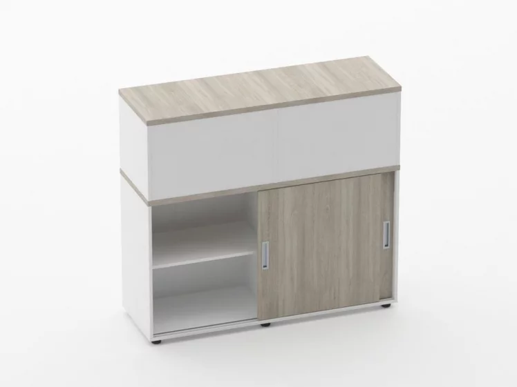 Тумба комбинированная высокая для рабочего модуля Дека 9.04.125 Дуб Сантана светлый/Белый / Deka_1