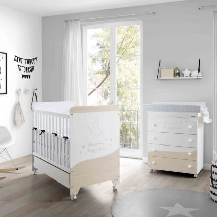 Комод пеленальный Микуна Космиc Б-970 Вхите/Нордиc Беиге Старс / Micuna Cosmic B-970 White/Nordic Beige Stars_1