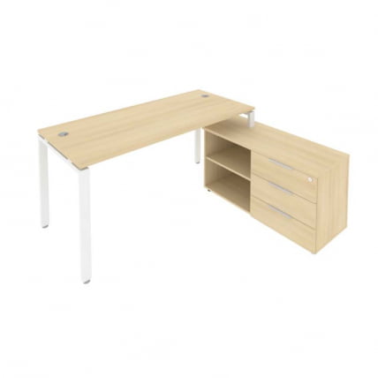 Рабочая станция на П-образном м/к с опорной тумбой правая Метал Сйстем Б.РС-СТС-2.4 Пр Акация/Белый / Metal System_0