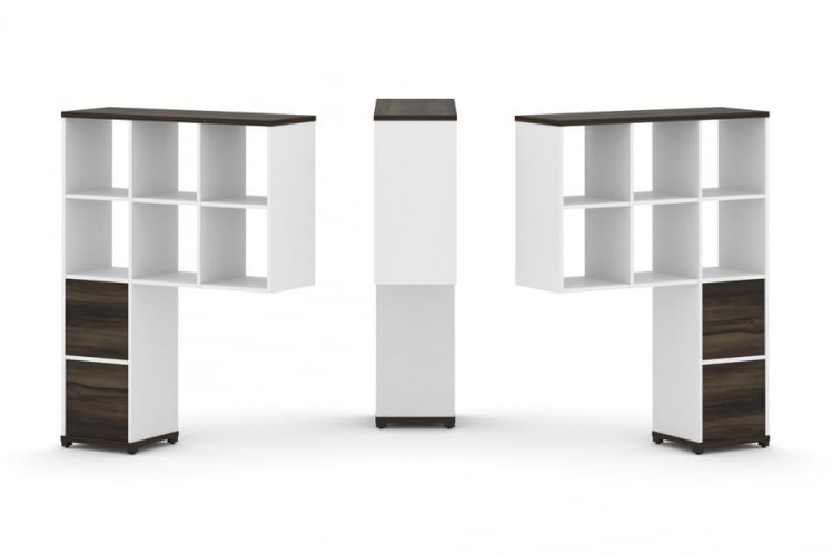 Надставка на стол высокая двухсторонняя + задняя стенка (2 шт.) + блок с 2-мя ящиками (2 шт.) CОНCЕПТ CН.ДНВ-008 Дуб Мали Белый бриллиант Черный металл / CONCEPT CN.DNV-008_0