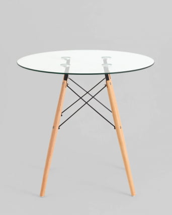 Стол круглый ЕАМЕС ДСВ НЕВ Д=80 прозрачный стеклянный / EAMES DSW NEW D=80_1