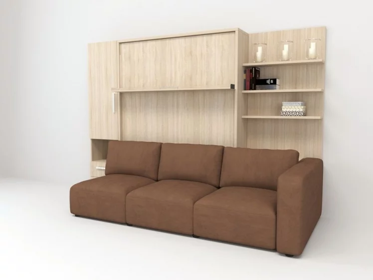 Шкаф-диван-кровать Смарт 1 правый 3-в-1 1400 Дуб молочный_0