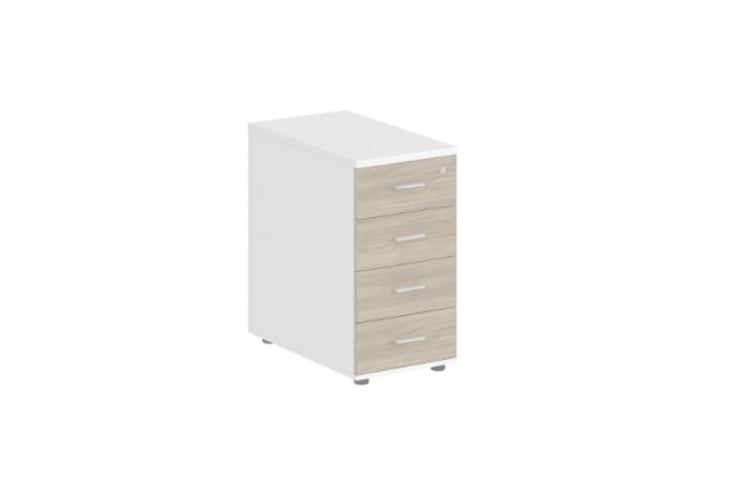 Тумба приставная с 4 ящиками-метабоксами Сигма СГ.522.ВХ.ОД.М Белый Дуб темный / Sigma SG.522.WH.OD.M_0