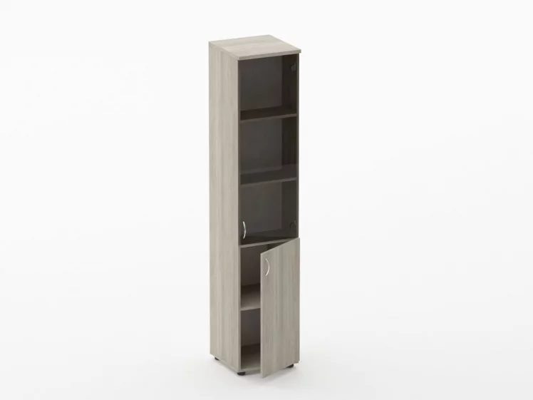 Шкаф высокий со стеклом Твин 16.16.13Пр Дуб Сантана светлый / Twin_1