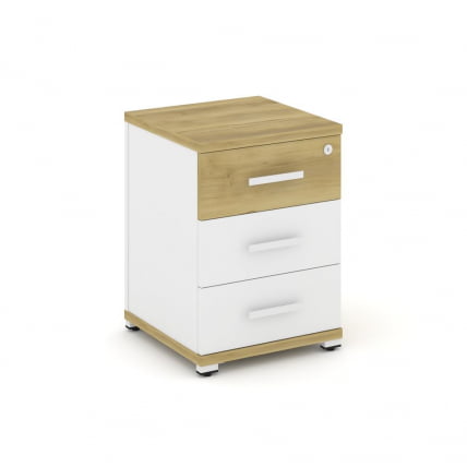 Тумба опорная/приставная с 3-мя ящиками CОНCЕПТ CН.ТУО-001 Б/В Дуб Винченцо Белый бриллиант Белый / CONCEPT CN.TUO-001 B/W_0