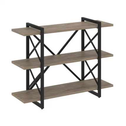 Стеллаж на регулируемых опорах - 3 полки ЛОФТ ВР.Л-МСТ.О-3.8В Металл черный Тиквуд темный / LOFT VR.L-MST.O-3.8V_0