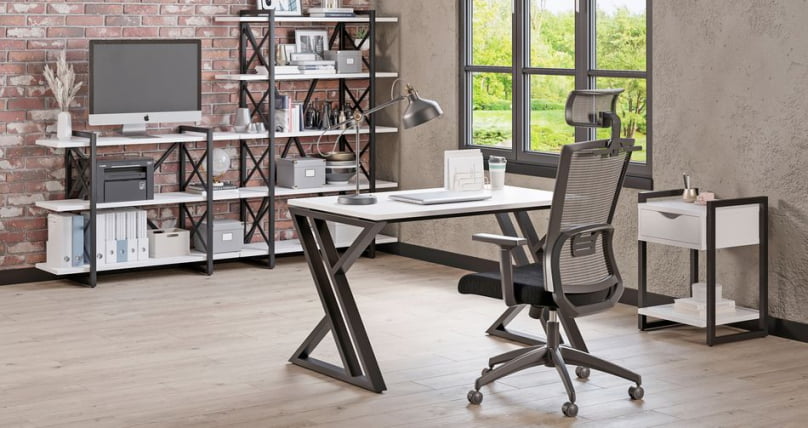 Стеллаж на колесных опорах - 4 полки ЛОФТ  ВР.Л-МСТ.К-4.8В Металл черный Белый Бриллиант / LOFT VR.L-MST.K-4.8V_1