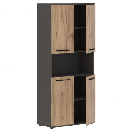 Шкаф с двумя комплектами глухих малых дверей ЕДИС ЕХCС 85.4 Дуб Денвер светлый Черный Мокко / EDIS EHCS_1