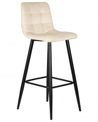 Стул барный ДОБРИН НИCОЛЕ (черные матовые ножки, кремовый велюр (108-113)) / DOBRIN NICOLE_1