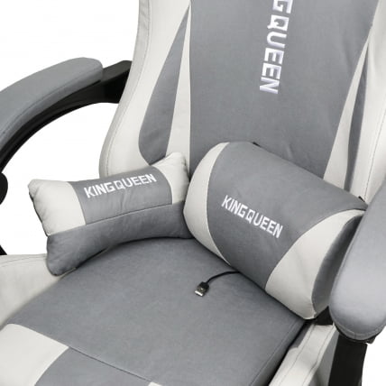 Кресло 1208, замша, цвет серо-белый с массажем, арт 1208-Грей-Вхите / 1208-Grey-White_4