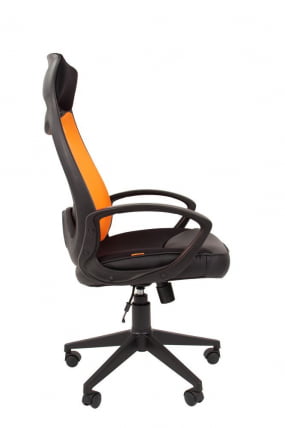 Кресло для руководителя CХАИРМАН 840 блаcк  Сетчатый акрил/оранжевый / CHAIRMAN black_2