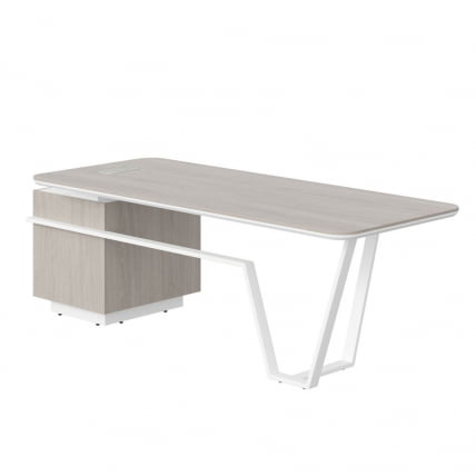Стол руководителя правый Лине СФ-571101.1 Дуб серый Белый / Line_1