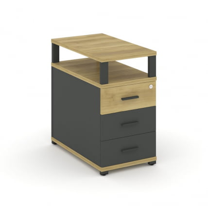 Тумба приставная с 3-мя ящиками и надставкой CОНCЕПТ CН.ТГП-001 Б/В Дуб Винченцо Антрацит / CONCEPT CN.TGP-001 B/W_0