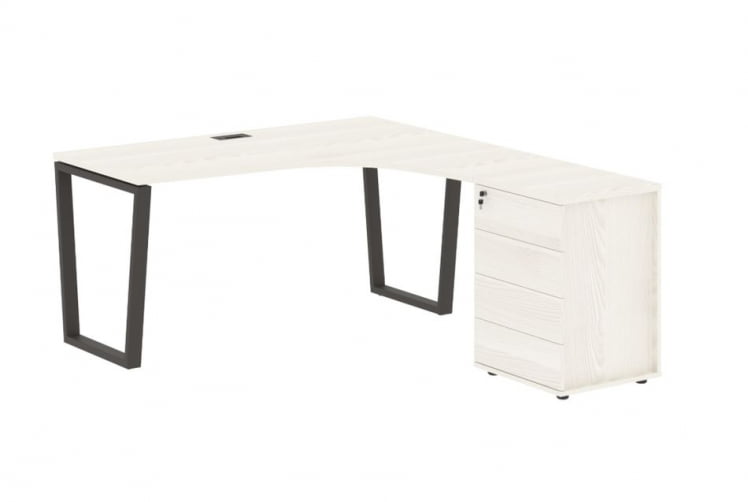 Стол эргономичный с тумбой правый ЕДИС ЕВCЕТ 1518 Р Ясень Траун Мокко / EDIS EVCET R_0