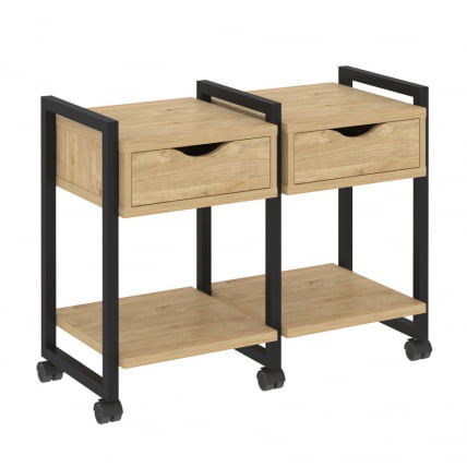 Тумба на колесных опорах наборная. Вариант №1 ЛОФТ ВР.Л-ТН-1.К Металл черный Тиквуд светлый / LOFT VR.L-TN-1.K_0