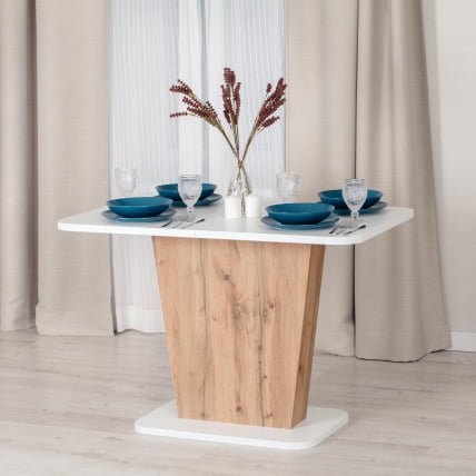 Стол обеденный ГЕНТ ЛДСП, 110-145кс68,6кс75,5 см, Дуб вотан/Белый / GENT 110-145x68,6x75,5_14