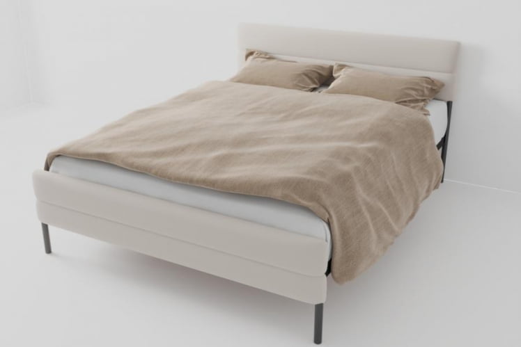 Кровать &куот;Горизонт Мини&куот; с ортопедическим основанием Цвет фасада: Бежевый; Цвет корпуса: Чёрный; Материал фасада: Металл/Велюр; Размер: 800х2000 мм; Спальное место: 800х2000 мм / "Горизонт Мини"_0