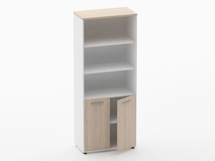 Шкаф 4 широкий верх открытый, низ закрытый Дека 10.19.111 Туя/Белый / Deka_1