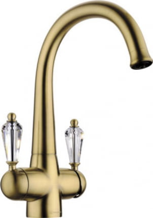 Смеситель Омоикири Окинава-Аб Латунь/Античная Латунь/Прозрачный Кристалл / Omoikiri Okinawa-Ab_0