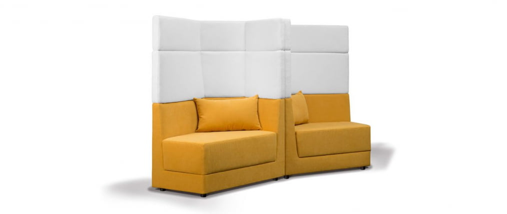 Диван с трехъярусной спинкой правый Элемент 2В3 Желтый/Белый_2