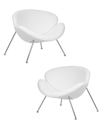 Кресло дизайнерское ДОБРИН ЕМИЛЙ (белый (букле) ткань , хромированная сталь) 2 шт / DOBRIN EMILY_0