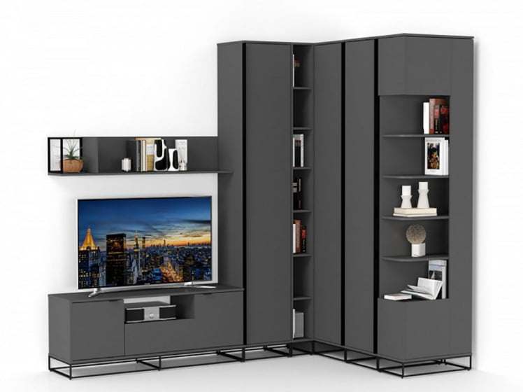 Полка навесная Ситй средняя графит / City_3