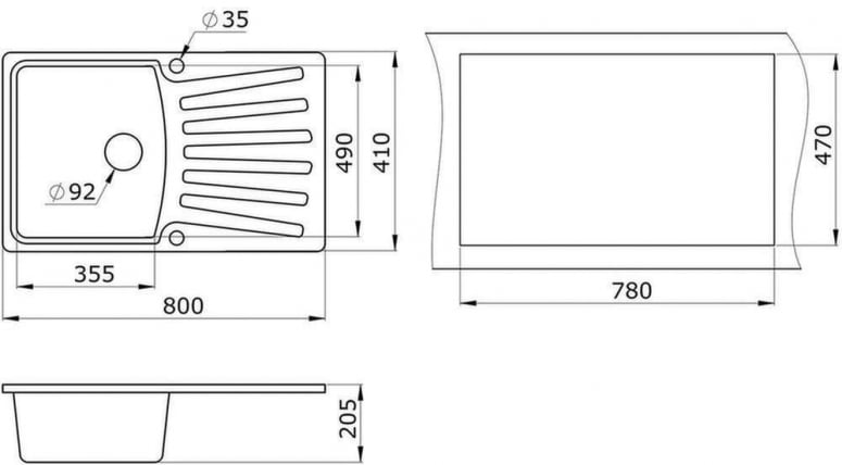 Кухонная мойка ГРАНУЛА 8001 Базальт / GRANULA_2