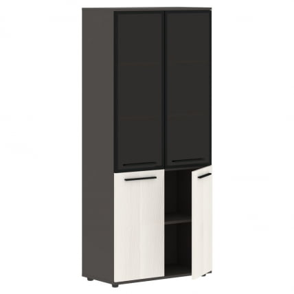 Шкаф комбинированный  с дверьми в металлической раме ЕДИС ЕХCС 85.7 Ясень Траун Черный Мокко / EDIS EHCS_1