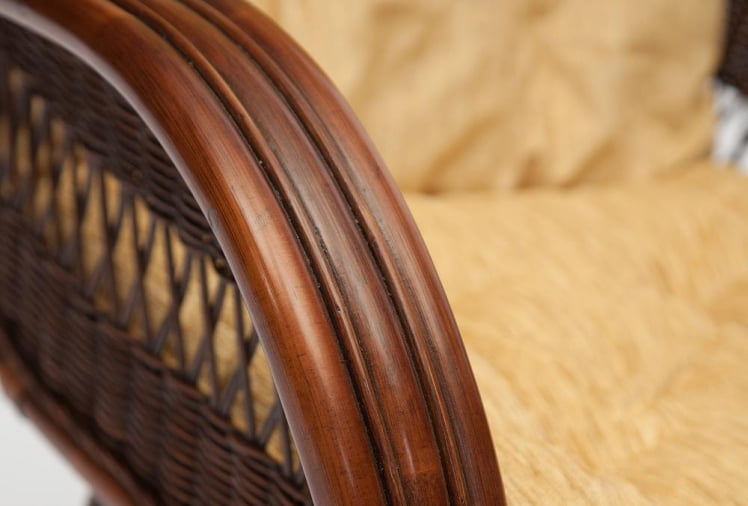 Кресло-качалка АНДРЕА Релакс Медиум /с подушкой/ Пекан Вашед (античн. орех), Ткань рубчик, цвет кремовый / ANDREA Relax Medium Pecan Washed_7