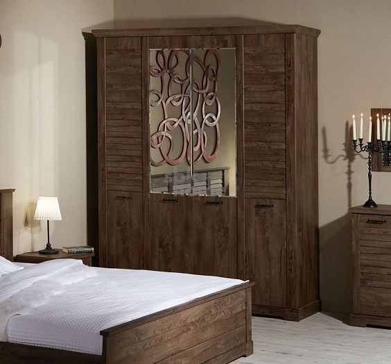 Шкаф 4-х дверный, Кантри (1860*558*2300) Орех Риббек темный, 11308_1