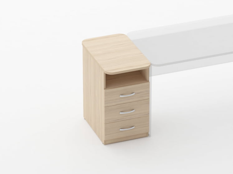 Тумба приставная на 3 ящика с нишей Глассй 3.10.12 Бук светлый / Glassy_1