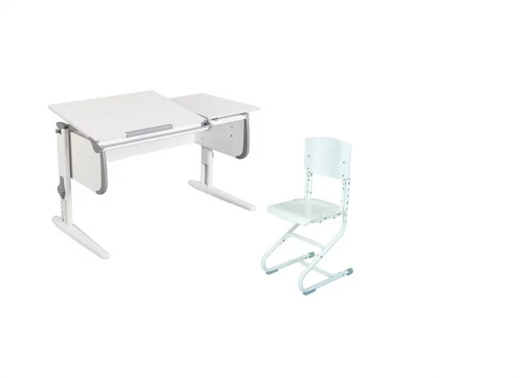 Стол универсальный трансформируемый Парта 1/75-40 + Стул Белый Серый / Parta Stul_0