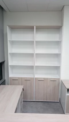 Шкаф 5 широкий верх открытый, низ закрытый Дека 10.23.111 Дуб Сантана светлый/Белый / Deka_2