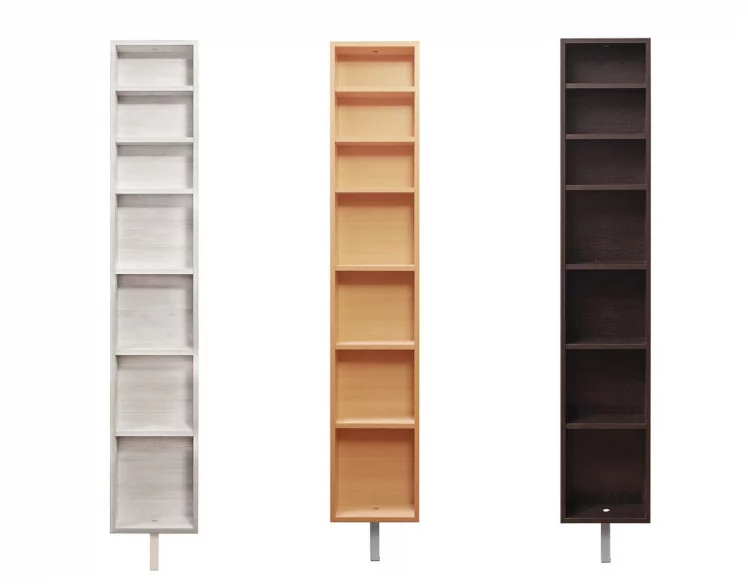 Поворотный шкаф в черном глянцевом стекле Зум Шелф Беленый дуб_1