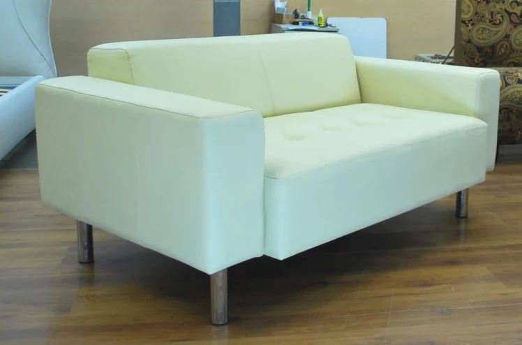 Диван двойной БруноНЗ кожа Мадрас Светло-бежевый / БруноNZ Madras_0