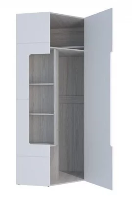 Шкаф угловой с полками Палермо Юниор 08 Ясень шимо светлый Белый глянец_2