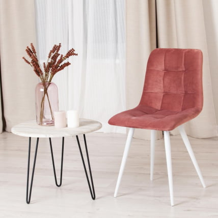 Стул CХИЛЛЙ (мод. 7095-1) / 1 шт. в упаковке ткань/металл, 45кс53х88 см, высота до сиденья 50 см, коралловый баркхат 15 /белый / CHILLY (mod. 45x53х88 barkhat_9