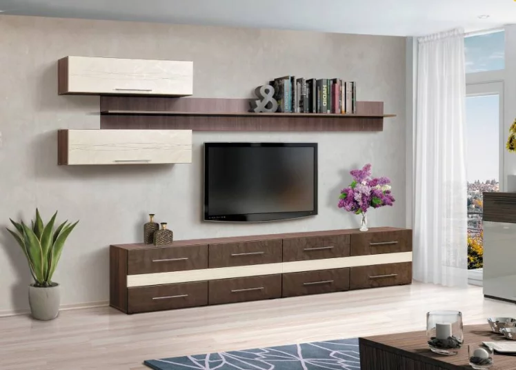 Набор мебели для гостиной Грация 9.1 МДФ матовый Венге/Дуб выбеленный_0