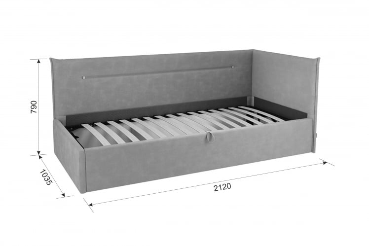 Кровать  0.9 Альба (Тахта) КМ.Т-16 персик (велюр) / КМ.T-16_4