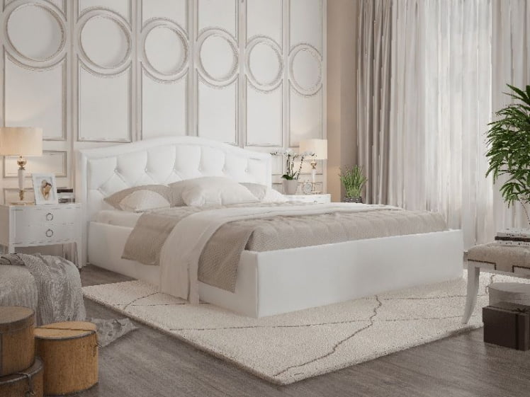 Кровать Стелла, 1200*2000 мм, искусственная кожа Вега вхите, белый / Vega white,_2