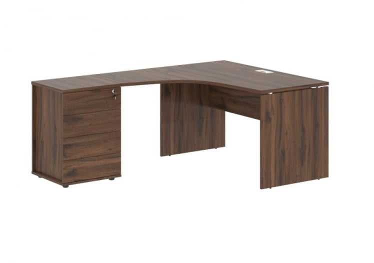 Стол эргономичный с тумбой левый ЕДИС ЕДCЕТ 1518 Л Дуб Денвер темный Белый / EDIS EDCET L_0