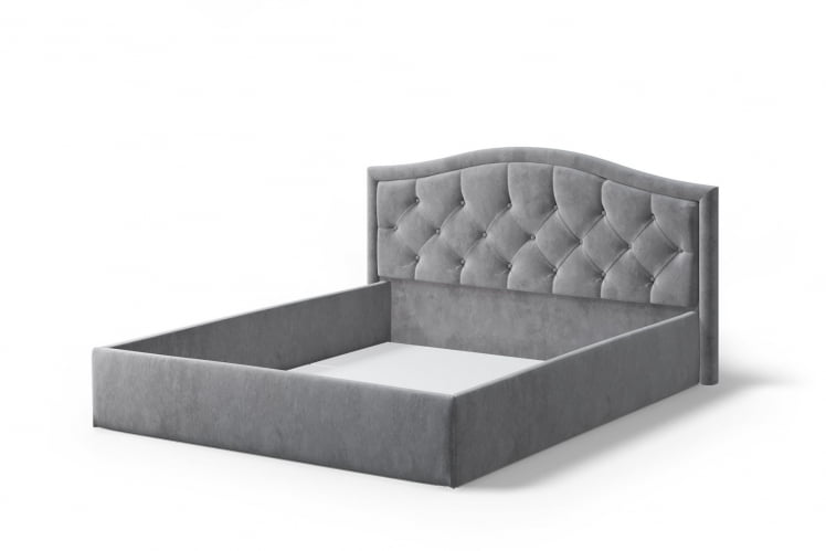 Кровать Стелла, 1600*2000 мм, велюр НЕО 025, серый / NEO_1