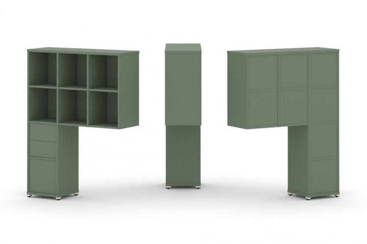 Надставка на стол высокая односторонняя + задняя стенка (8 шт.) + блок с 2-мя ящиками (1 шт.) + блок с 1-м ящиком (1 шт.) CОНCЕПТ CН.ОНВ-007 Кобо Белый металл / CONCEPT CN.ONV-007_0