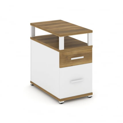 Тумба опорная/приставная с ящиком, распашным фасадом и надставкой CОНCЕПТ CН.ТГП-002 Б/В Сандал Янтарный Белый бриллиант Белый / CONCEPT CN.TGP-002 B/W_0