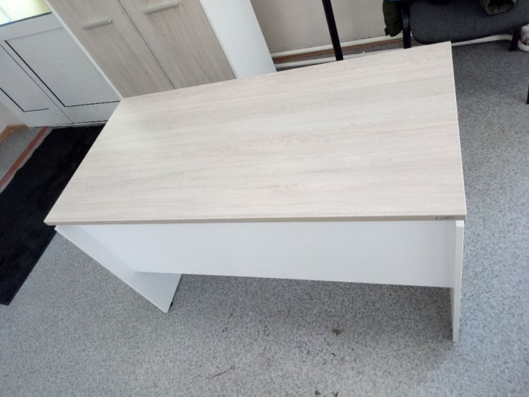 Стол прямой ЛДСП 75.06.12 Дуб Сантана светлый/Белый (остаток, на складе)_2