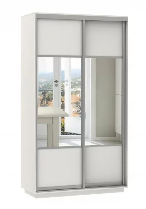 Шкаф-купе двухдверный Экспресс Дуо Комби 1200х2400х Белый снег / 1200х2400h_0