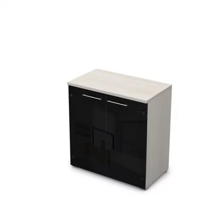 Шкаф низкий со стеклом ГЛОСС ЛИНЕ 9НШ.023.4  Иворй / GLOSS LINE Ivory_0