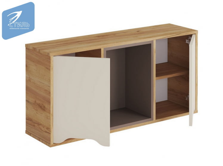 Полка навесная РИCХ ПН-001 Миндаль/Глиняный серый/дуб крафт золотой / RICH_1