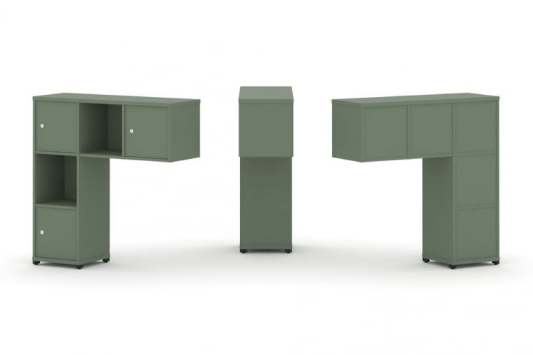 Надставка на стол низкая односторонняя + задняя стенка (5шт.) + распашной фасад (3 шт.) CОНCЕПТ CН.ОНН-002 Кобо Черный металл / CONCEPT CN.ONN-002_0