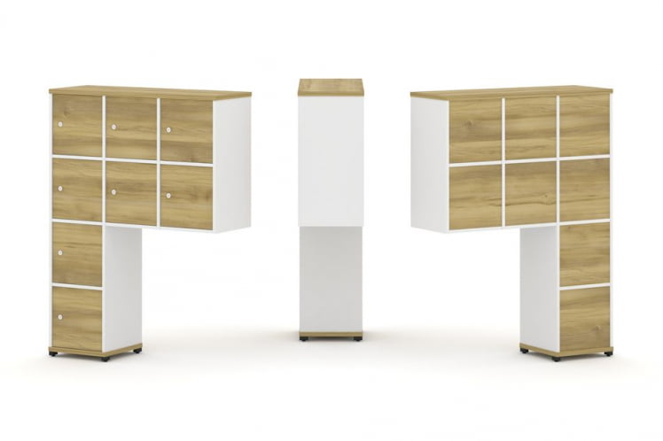 Надставка на стол высокая односторонняя + задняя стенка (8 шт.) + распашной фасад (8 шт.) CОНCЕПТ CН.ОНВ-010 Дуб Винченцо Белый бриллиант Черный металл / CONCEPT CN.ONV-010_0